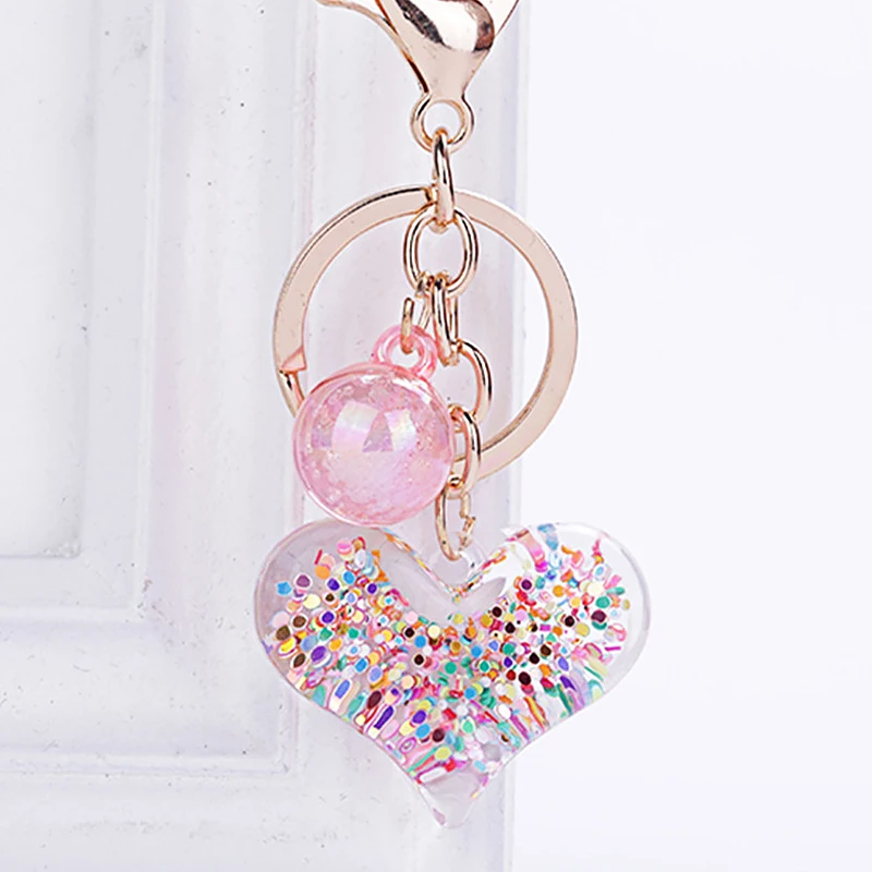 10pcs/lot Wholesale Fashion Sequins Star Heart Keychain For Women