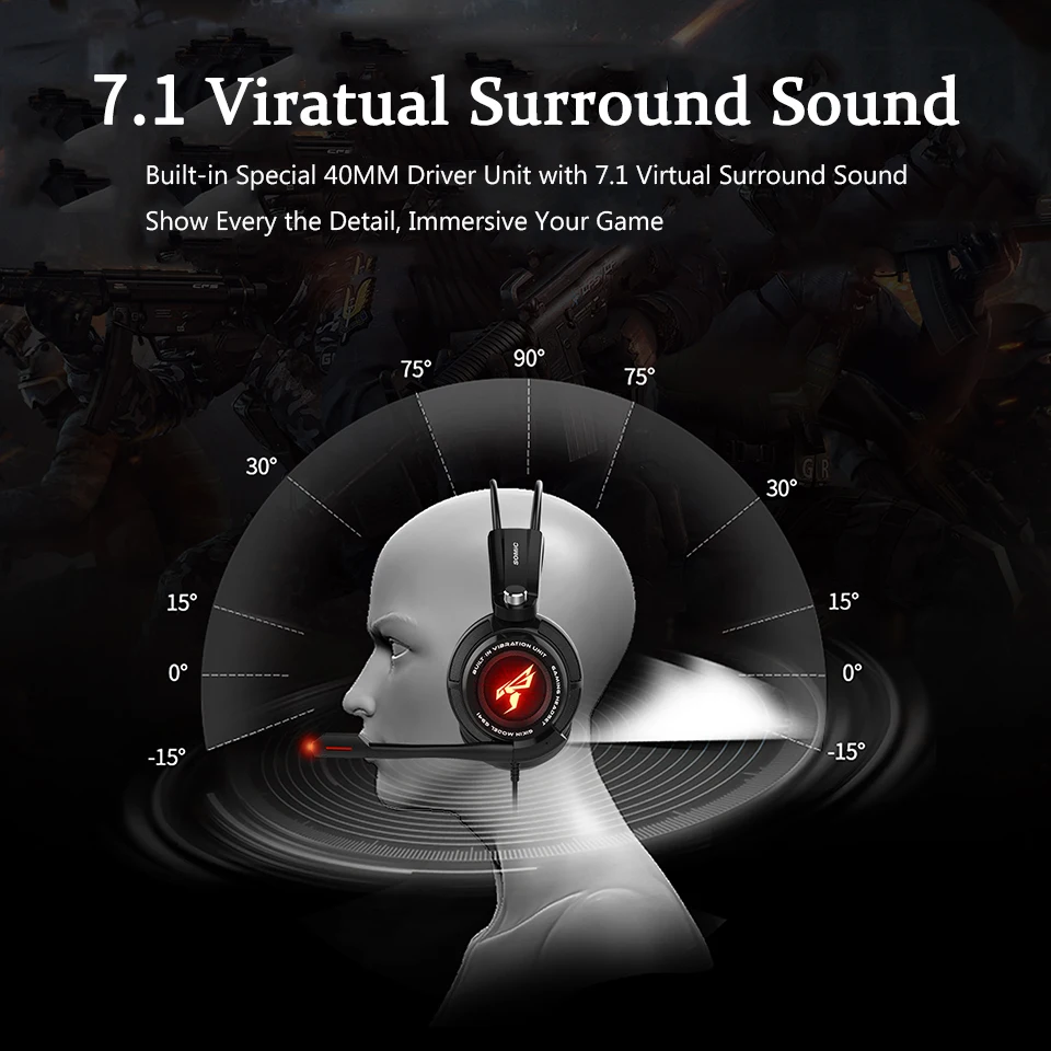 SOMiC LED Gaming Headset with Sound Vibration