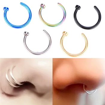 

2pcs Medical Nostril Titanium Nose Hoop NoAse Rings Clip On Nose Ring Body Fake Piercing Piercing Jewelry For Women