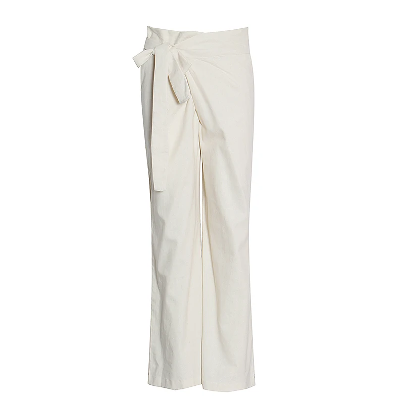

Lace Up Bow Irregular Trousers For Women High Waist Casual Loose Autumn Wide Leg Pants Female Fashion Clothing 2020 New