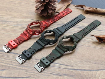 

Waterproof Silicone Watchband + Watchcase For Casio GD-100 110 120 Buckle Natural Rubber Strap For Casio GA-100 110 120 200