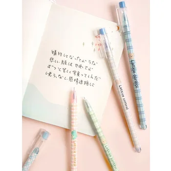 

6pcs Lattice Control Gel Pen Ballpoint 0.5mm Black Color Ink Writing Cute Bear Dinosaur Rabbit Office School Supplies Gift A6451