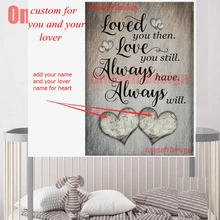 2 custom add your and lover name add heart diamond painting full square 5d diamond embroidery decor home livingroom wall sticker