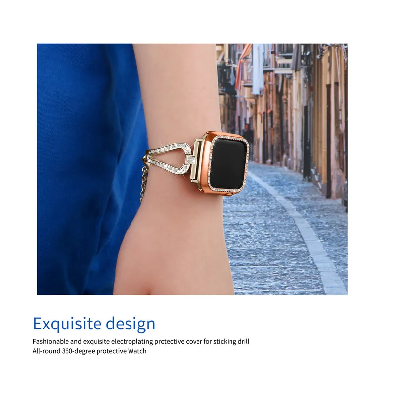 Чехол со стразами для Apple Watch Series 5 4 3 2 1 38 мм 42 мм чехол s для Iwatch 5 4 40 мм 44 мм аксессуары для часов Романтический защитный чехол
