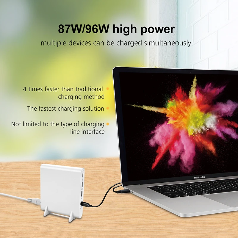 LVSUN 87W 96W Dual USB Type C Travel Laptop Charger Adapter with USB-C PD3.0 For Macbook XiaoMi HP