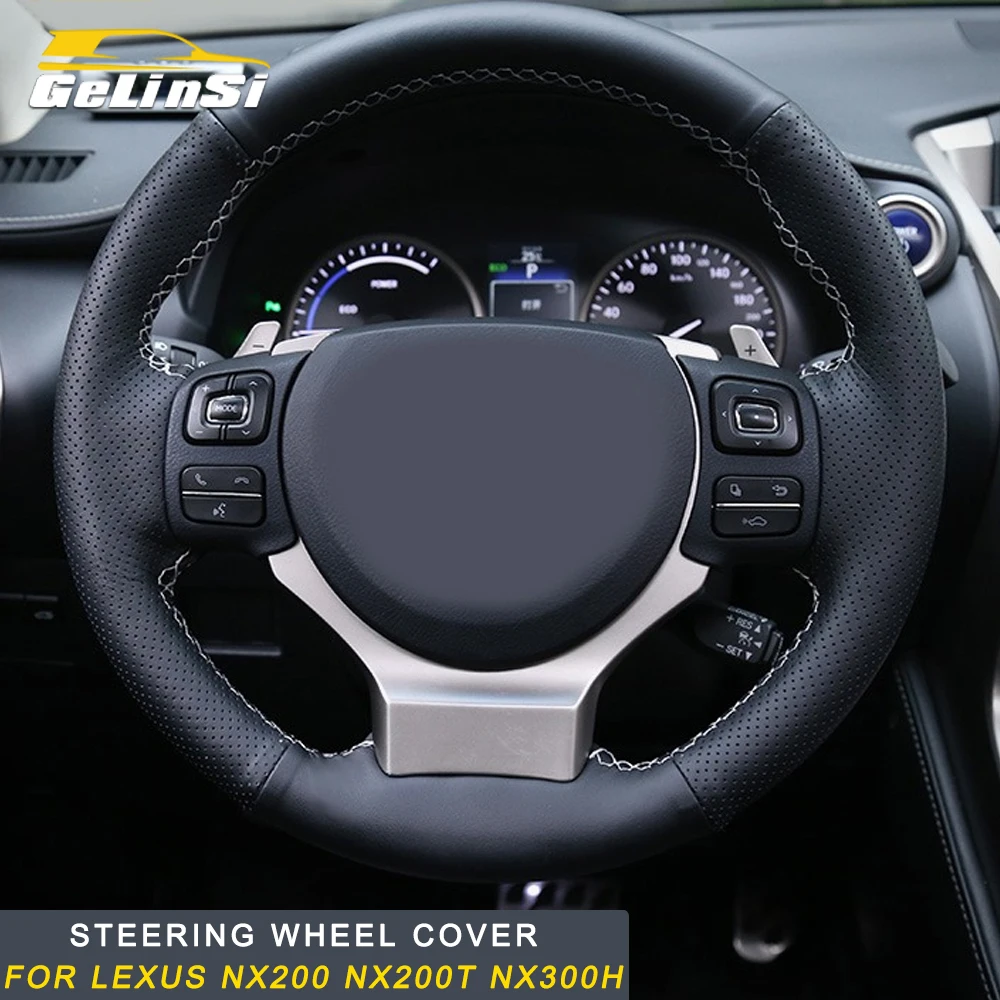 

Gelinsi For LEXUS NX200 NX200t NX300h Car Sewing Steering Wheel Covers Cow Leather with Needle and Thread Interior Accessories