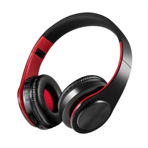 Стерео портативные беспроводные наушники Bluetooth Складные аудио Mp3 регулируемые наушники с микрофоном для музыки - Цвет: red and black