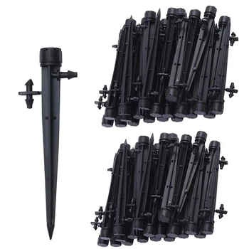 

100 Pcs Irrigation System Drippers, 360 Degree Adjustable Irrigation Drip Emitters with Connector for 4mm/7mm Tube
