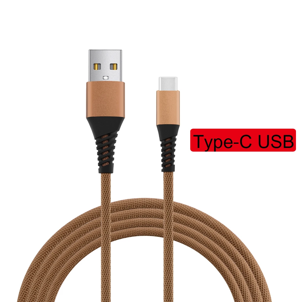 Кабель для быстрой зарядки Micro type-C usb type C USBC Micro USB C кабель для зарядки телефона кабель для передачи данных 2.1A 1 м высокая скорость зарядки - Цвет: Brown-TypeC