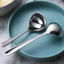 

304 Stainless Steel Soup Spoon Tableware Long Handle Soup Magic Scoop Teaspoons Spoons Dinnerware Kitchen Utensils For Salad