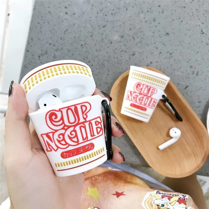 

6D Cup Noodles Instant Noodles Headphone Case For Apple Airpods 1/2 Stereoscopic Silicone Protection Earphone Cover Accessories