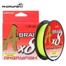 Angryfish A-braid 500 метров 8X плетеная рыболовная леска 8 цветов супер прочная PE леска сильная выносливость