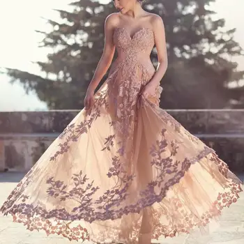 

Champagne Muslim Evening Dresses A-line Sweetheart Tulle Appliques Islamic Dubai Saudi Arabia Long Evening Gown Prom Dress