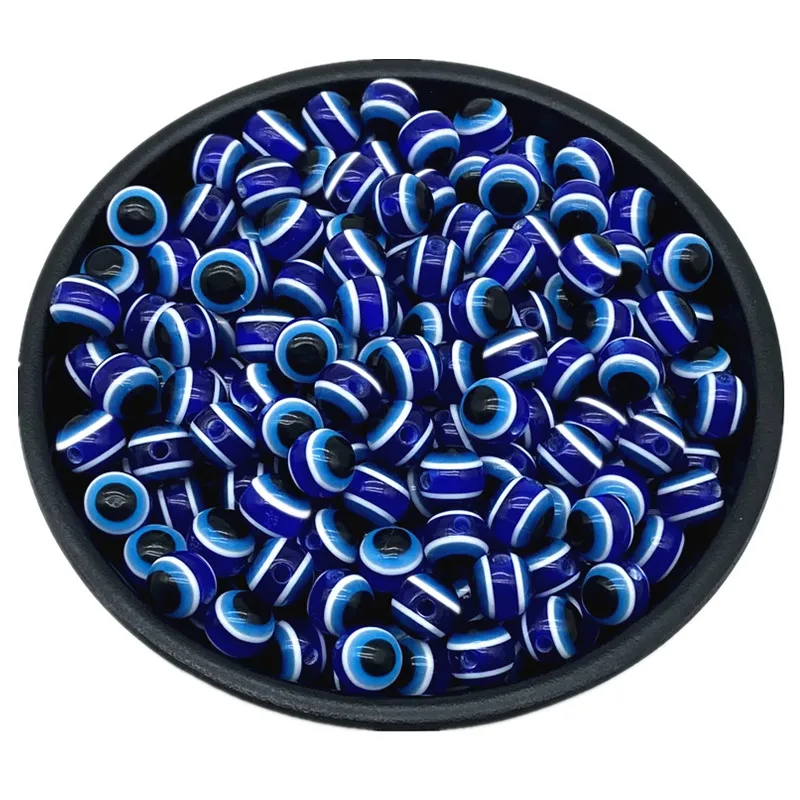 6 8 10mm Blue Round Spacer Beads Evil Eye Beads Stripe Resin Spacer