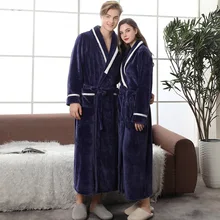 Высококачественный мужской зимний теплый банный халат для мужчин и женщин больших размеров удлиненный мягкий фланелевый банный халат Домашняя одежда Простой теплый Халат