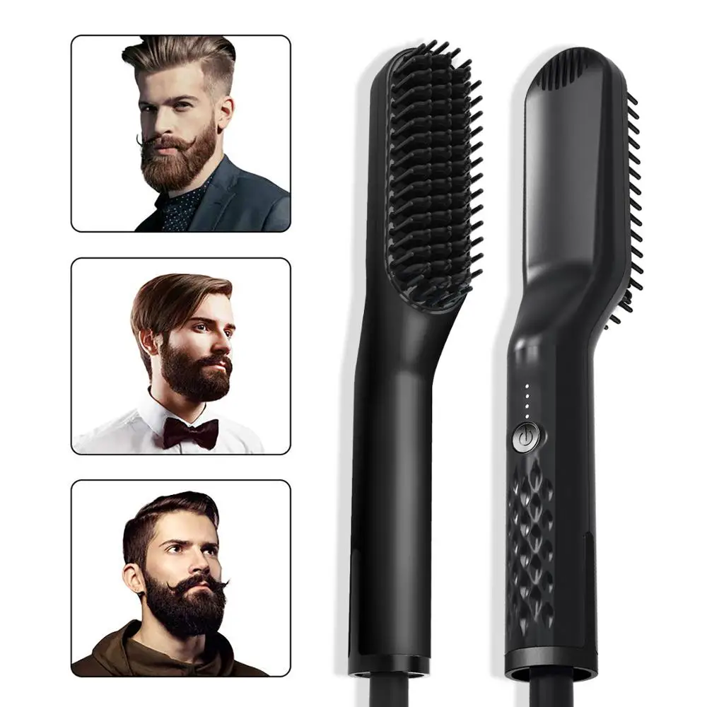 

3 in1 Quick Heater Beard Straightener Hair Brush Ionic Electric Straightener Comb Multifunctional Hair Styling Tool Hot Comb