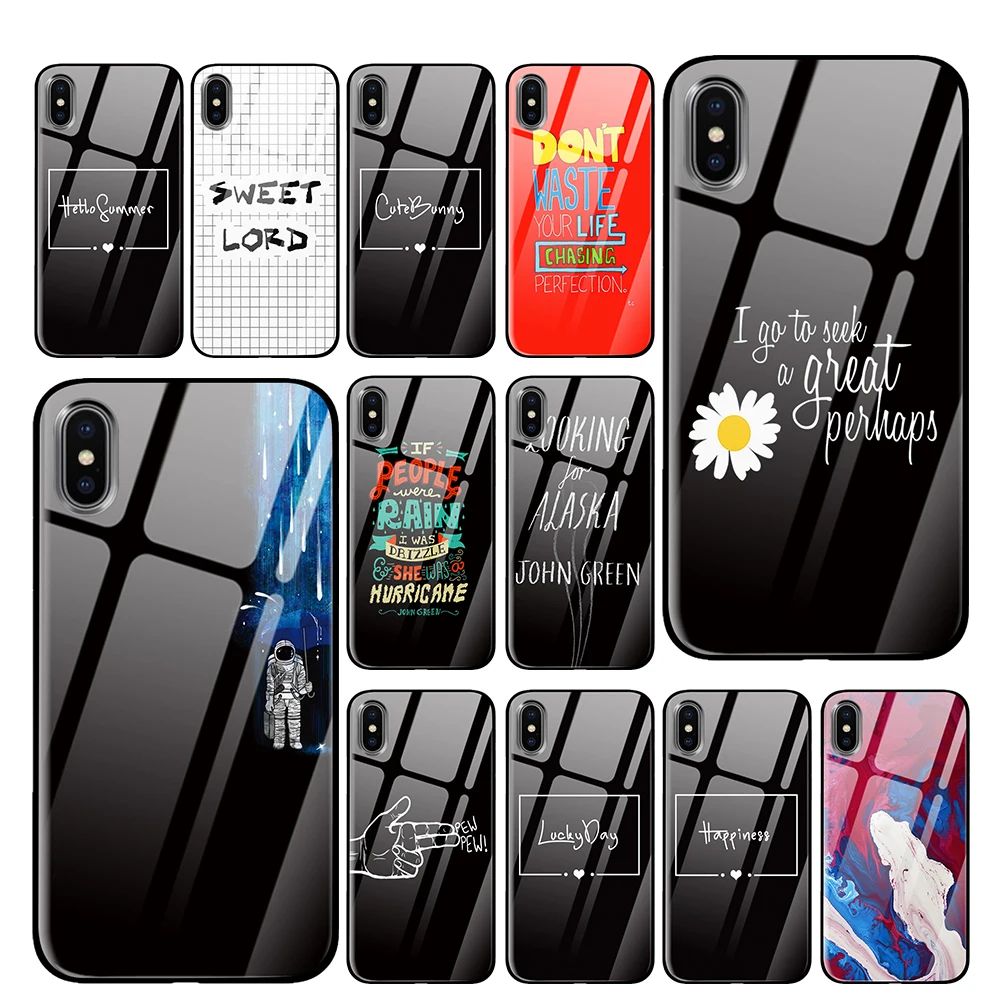 Черный белый Note для iPhone 5 5S 6 6s 7 8 Plus X XS XR 11 Pro макс. закаленное стекло чехлы