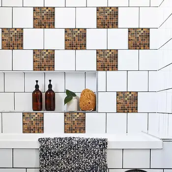 

20x20 15x15cm DIY Mosaic Wall Tiles Stickers Waist Line Wall Sticker Kitchen Adhesive Bathroom Toilet Waterproof PVC Wallpaper
