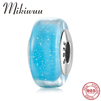 

New 925 Sterling Silver Clear Bubbles Blue Murano Glass Beads Charms FIT Original Pandora Charm Bracelets Women DIY Jewelry