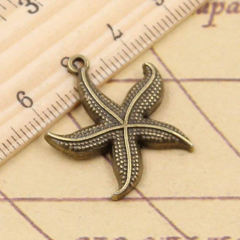 10pcs 매력 바다 불가사리 27x24mm 티벳 청동 실버 컬러 펜던트 골동품 보석 만들기 DIY 수제 공예 펜던트