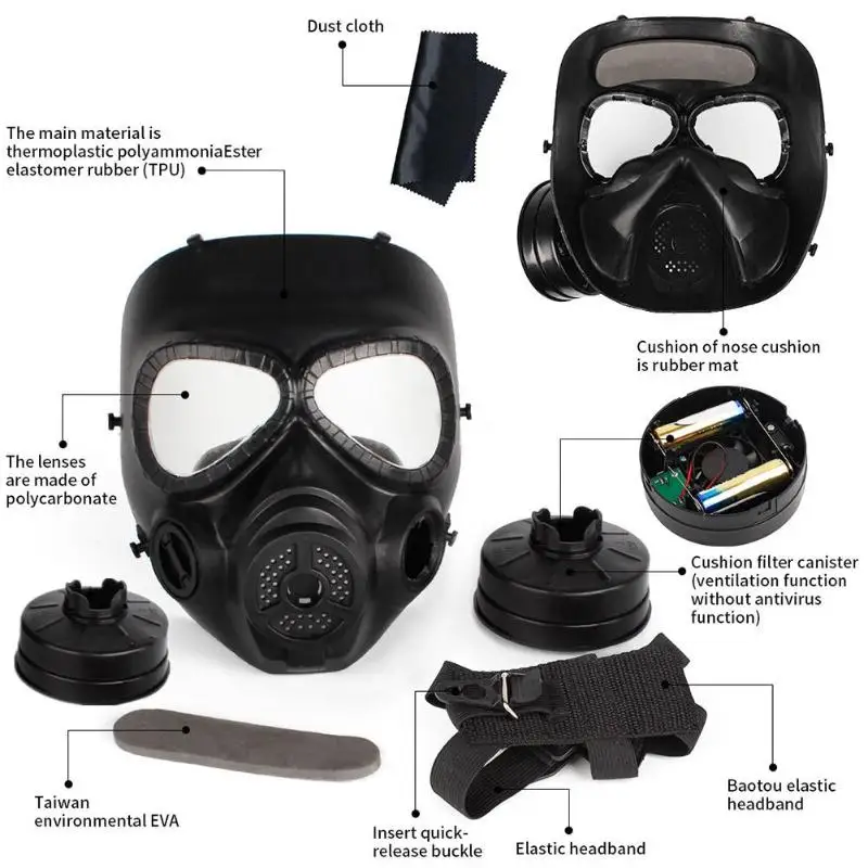M04 велосипедная маска Cs поле игры на открытом воздухе лицевая защита ударопрочный защитный противогаз уличная маска для лица с охлаждающим вентилятором