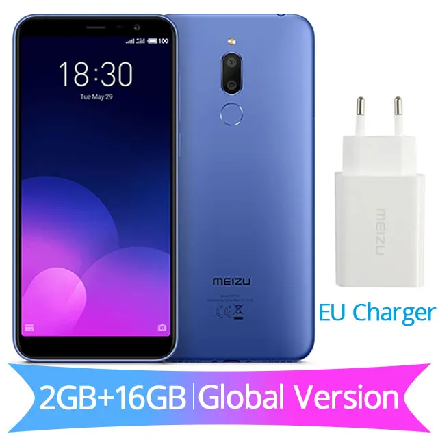 Официальная глобальная версия Meizu M6T 6 T, 2 ГБ, 16 ГБ, M811H, мобильный телефон MTK6750, четыре ядра, 5,7 дюйма, 18:9 экран, двойная задняя камера, отпечаток пальца - Цвет: 16G Blue