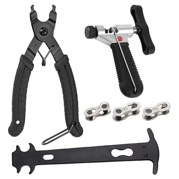 

Bike Bicycle Chain Tool Kit Chain Breaker Splitter with Chain Hook+ Chain Checker+Bike Link Plier+3 Pairs Missing Links