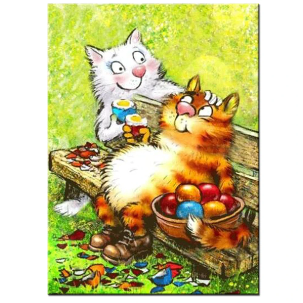 Komik Kediler 5d Diy Elmas Boyama Tam Kare Matkap ift Hayvanlar 3d 
