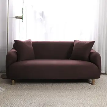 

Solid Elastic Sofa Cover All-inclusive Stretch Slipcover for Loveseat Sofa Sectional Couch Cover Brown Furniture Protector 3seat