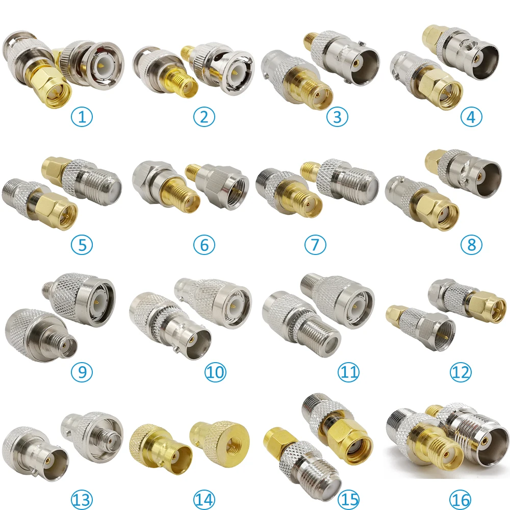 30PCS WiFi Standard Universal Coax RF Adapter Kit  N,TNC,SMA,BNC,UHF,Mini-UHF 