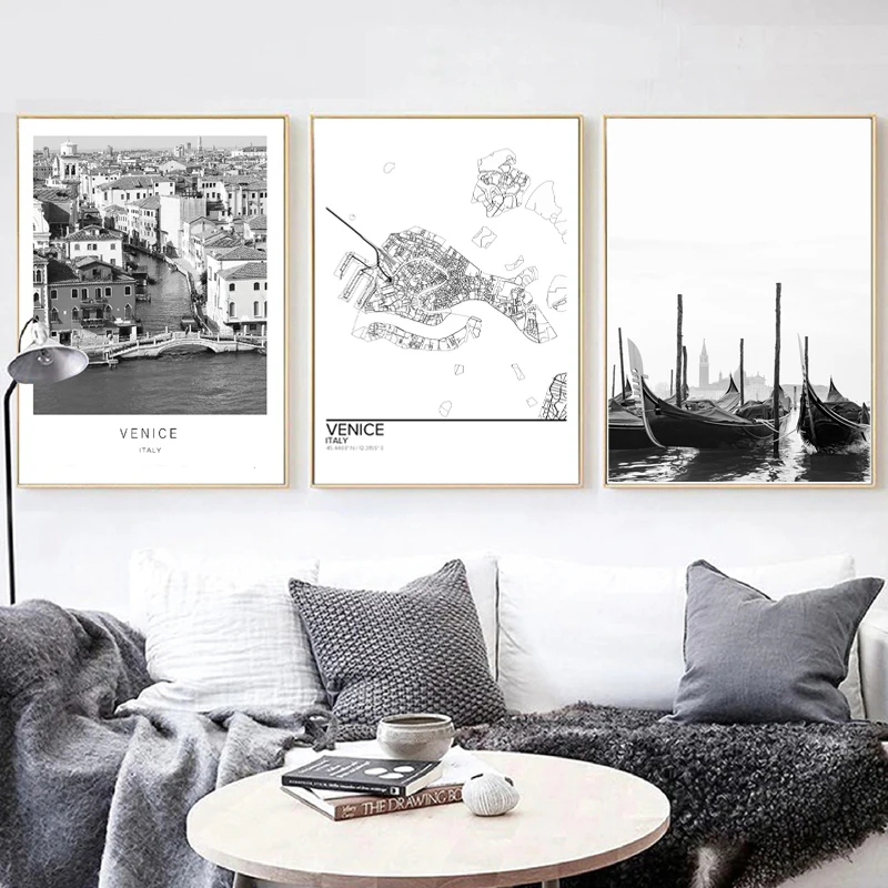 Black-White-Venice-City-View-Photo-Poster-Print-Italy-Travel-Gift-Venice-Map-Canvas-Painting-Wall (4)