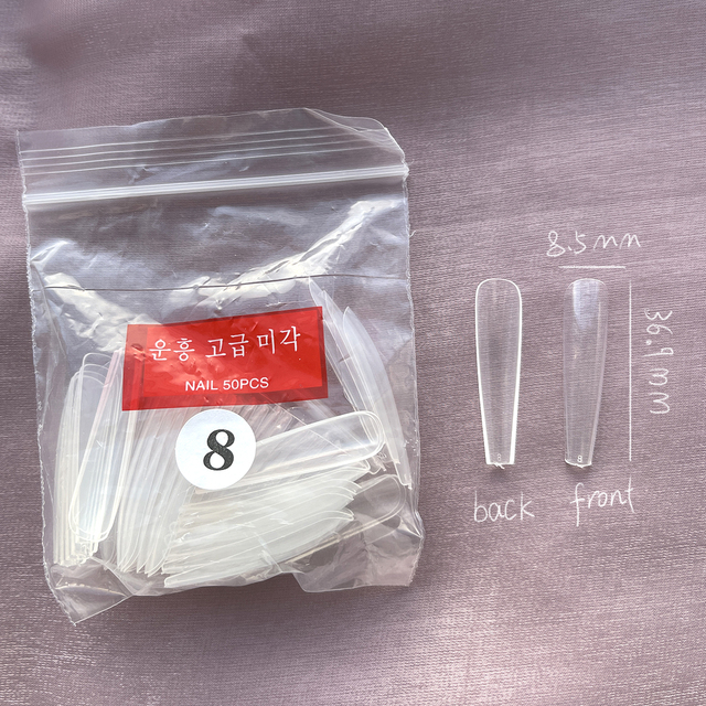 Fake Nails Extend Transparent Ballet Long False Nails Art With Glue UV Press On 50PC Full Cover Tips for Nail Ofessionals