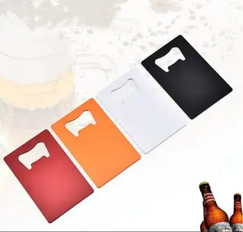 

100 pcs/lot Wallet Size Stainless Steel Opener 4 Colors Credit Card Beer Bottle Opener Business Card Bottle Openers