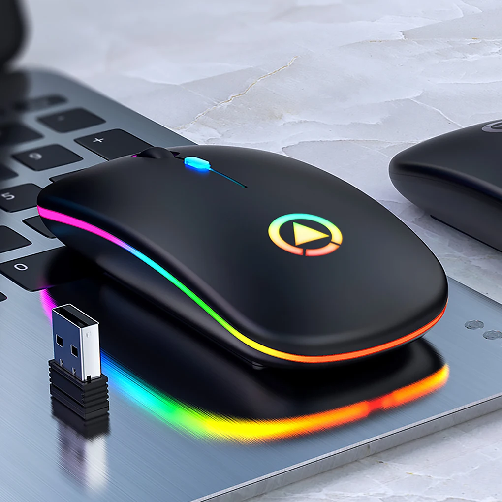 Led backlit recarregável sem fio silencioso mouse usb ergonômico óptico gaming mouse desktop computador portátil mouse|Mouse| -