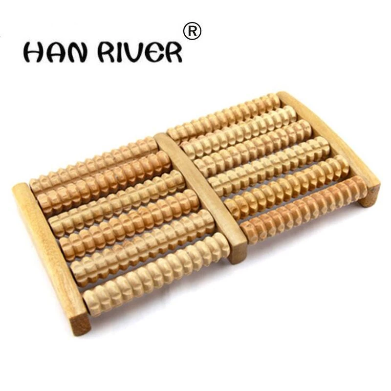 HANRIVER( New comfortable foot massager wooden massager six legs roller home health care