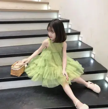 

2020 Korean Style Girls Ruffles Dress Fashion Summer Girls Princess Dresses 2-7 Years QH183