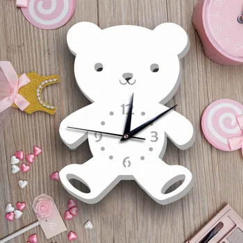 

Nordic Clock Children's Room Bear Wall Clocks Livingroom Bedroom Silent Wall Watches Home Decor Modern Design PVC Wood