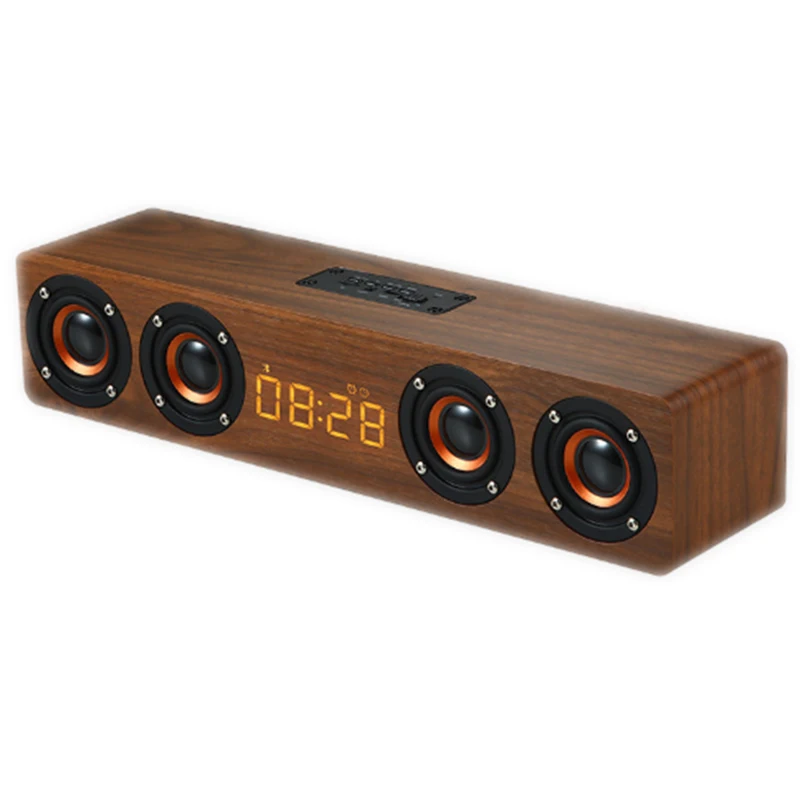 

Wireless bluetooth speaker wooden subwoofer stereo wireless four speakers 3000mah long battery life-portable bookshelf speaker