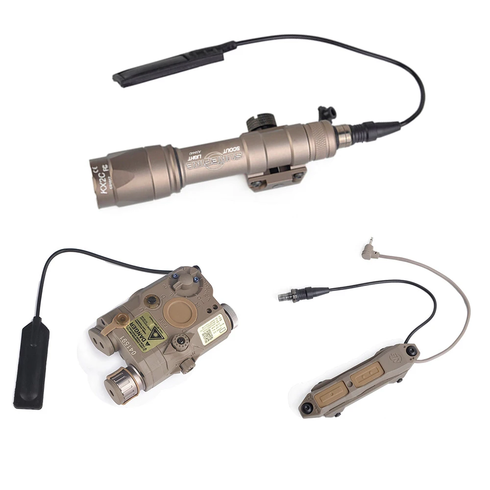 Tan WADSN M600C Sout Flashlight LED Light LA PEQ-15 Laser with Dual Control Augmented Pressure Switch Block Accessory Kit - Цвет: Tan