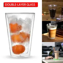Бессвинцовая двойная стена ручной работы стеклянная термостойкая чашка для кофе Изолированная Прозрачное Стекло Виски Посуда для питья питье кружка чай