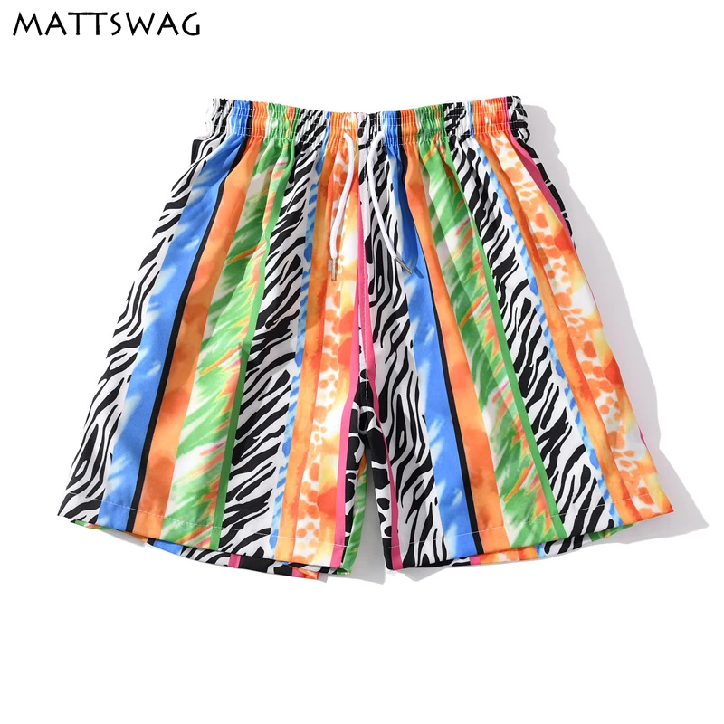 

MATTSWAG Colorful Stiped Printed Mens Shorts Summer 2020 Fashion Graffiti Mens Shorts Casual Mens Basketball Shorts Streetwear