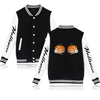 

Halloween Print Baseball Jacket Men/Women Winter Fashion Casual Popular Soft Kpop Jacket Coat Hot Sale