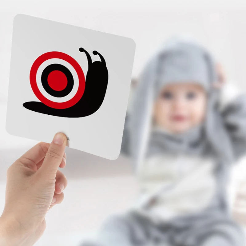 Tarjetas Flash blancas y negras Montessori para bebés, juguetes de estimulación Visual de alto contraste, Flashcards de actividades de aprendizaje, juguete para niños pequeños