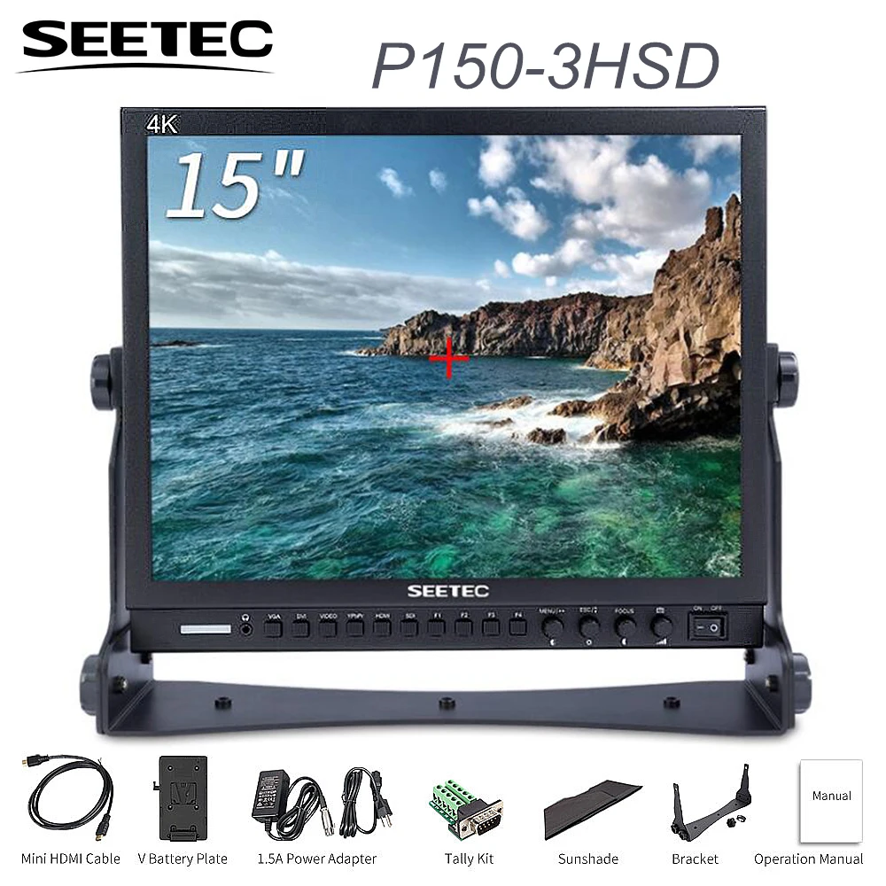 Seetec P150-3HSD 15 Inch 3G-SDI HDMI Broadcast Monitor HD 1024x768 with AV YPbPr Peaking Focus 15&quot LCD Aluminum Design | Электроника