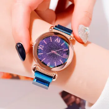 

Fashion Women Quartz Watch Ladies Starry Dial Stainless Steel Mesh Belt Luxury Bracelet Watches Thanksgiving Christmas Gift
