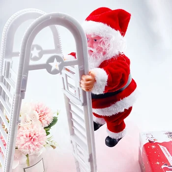 

Santa Claus Creative Shopping Mall Christmas Decorations Electric, Ornaments, Dolls, Ladder Santa Figurines Christmas Party