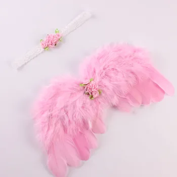 

Newborn Photography Props Crochet Costume Cute Angel Wing Photo Baby Girls Clothes Outfits Fotografia Accessories Pink