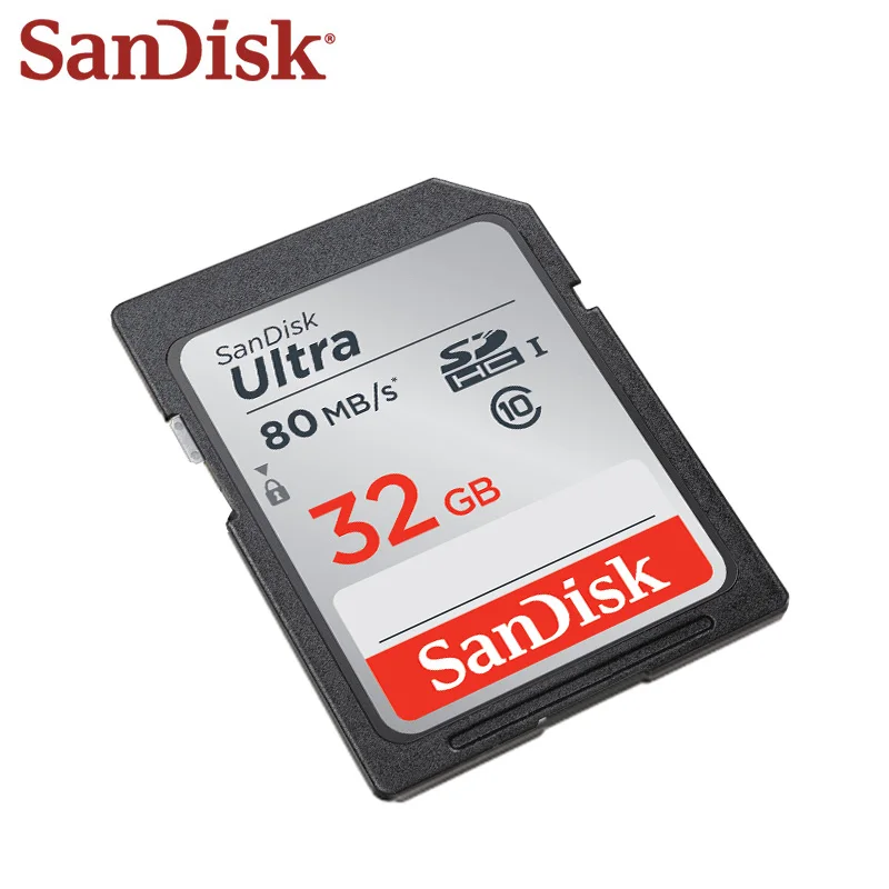 Высокая Скорость двойной флеш-накопитель SanDisk Ultra 80 МБ/с. SD карты Class10 128 Гб 64 ГБ 32 ГБ оперативной памяти, 16 Гб встроенной памяти, слот для карт памяти, флэш-карта для Full HD Камера