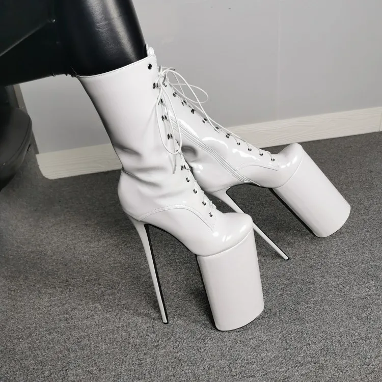 Yolm/Новое поступление, женские ботильоны на платформе ботинки на высоком каблуке-шпильке белые туфли с круглым носком для ночного клуба женская обувь, большие американские размеры 5-15