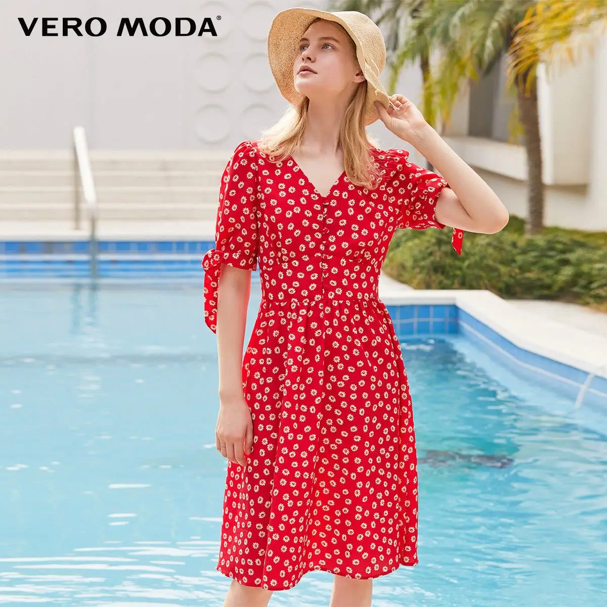 Vero Moda Women Vintage Floral Printed French Style Daisy V-neck Summer Dress 32017B513 _ - AliExpress Mobile